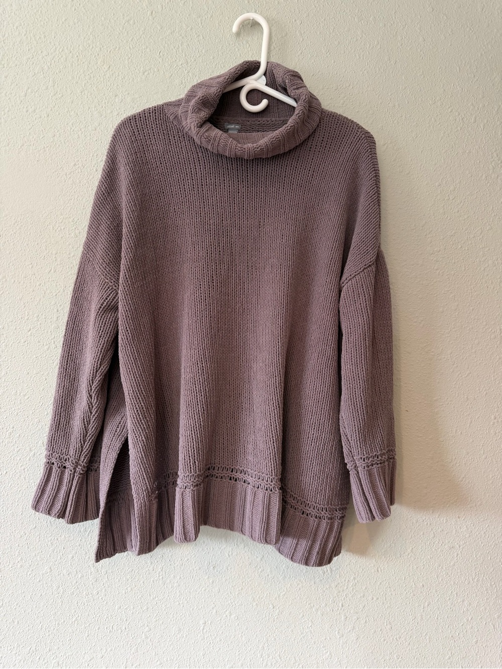 Aerie Chenille Oversized Turtleneck Sweater Medium Mauve Slouchy Tunic